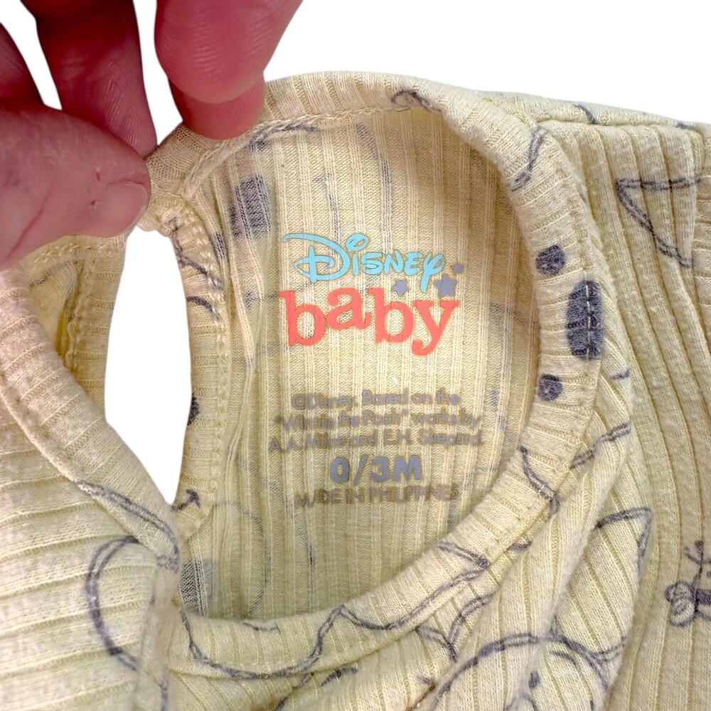 Disney Baby Winnie the Pooh Baby Girls Ribbed Pajama Set Outfit 0 3M - Picture 2 of 2